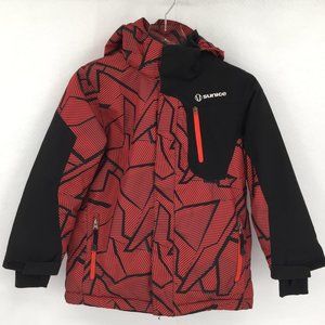 Sunice red black ski jacket coat hood women 8, runs small! Fits like a S.